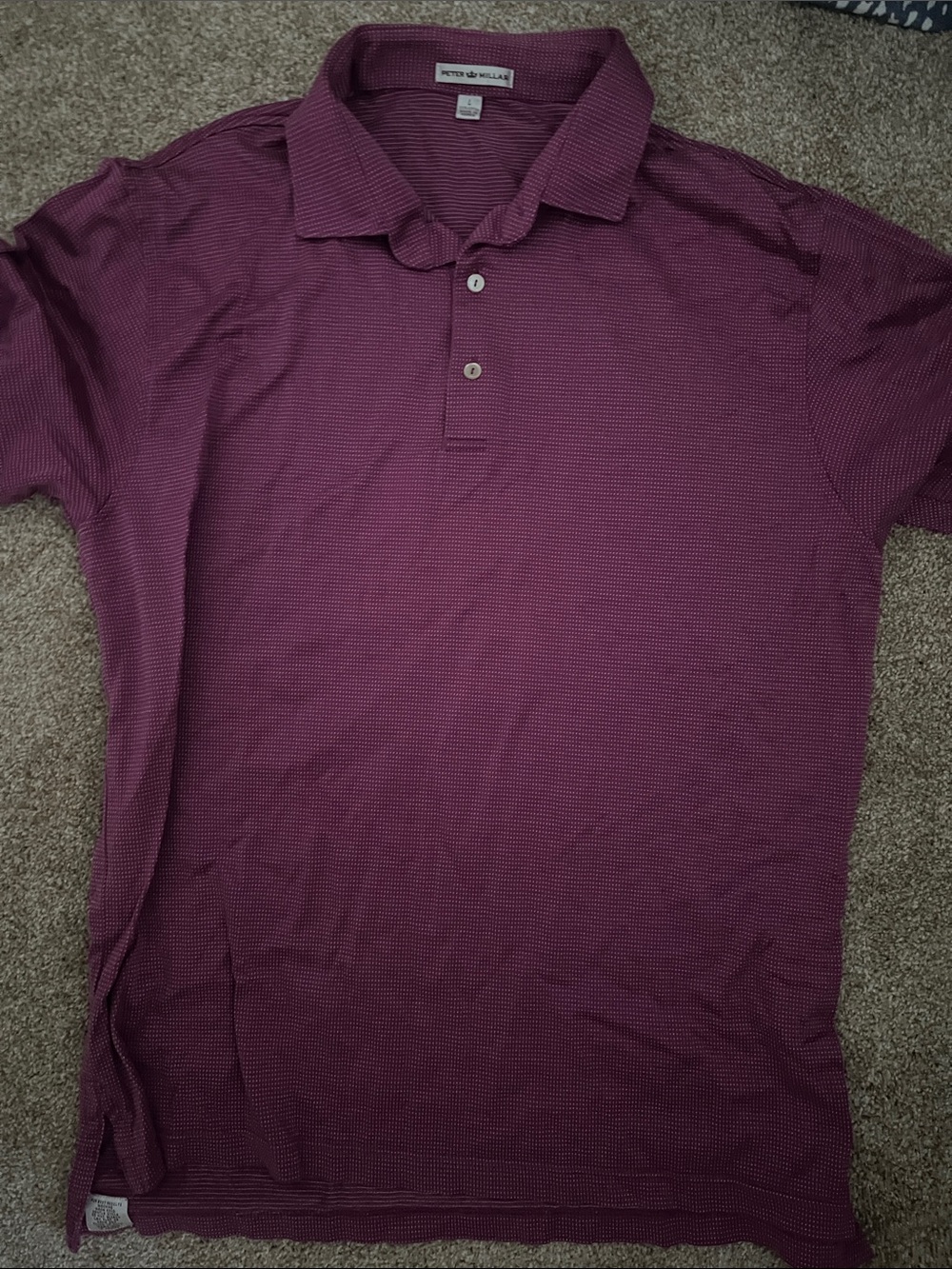 Peter Millar Maroon Textured Polo